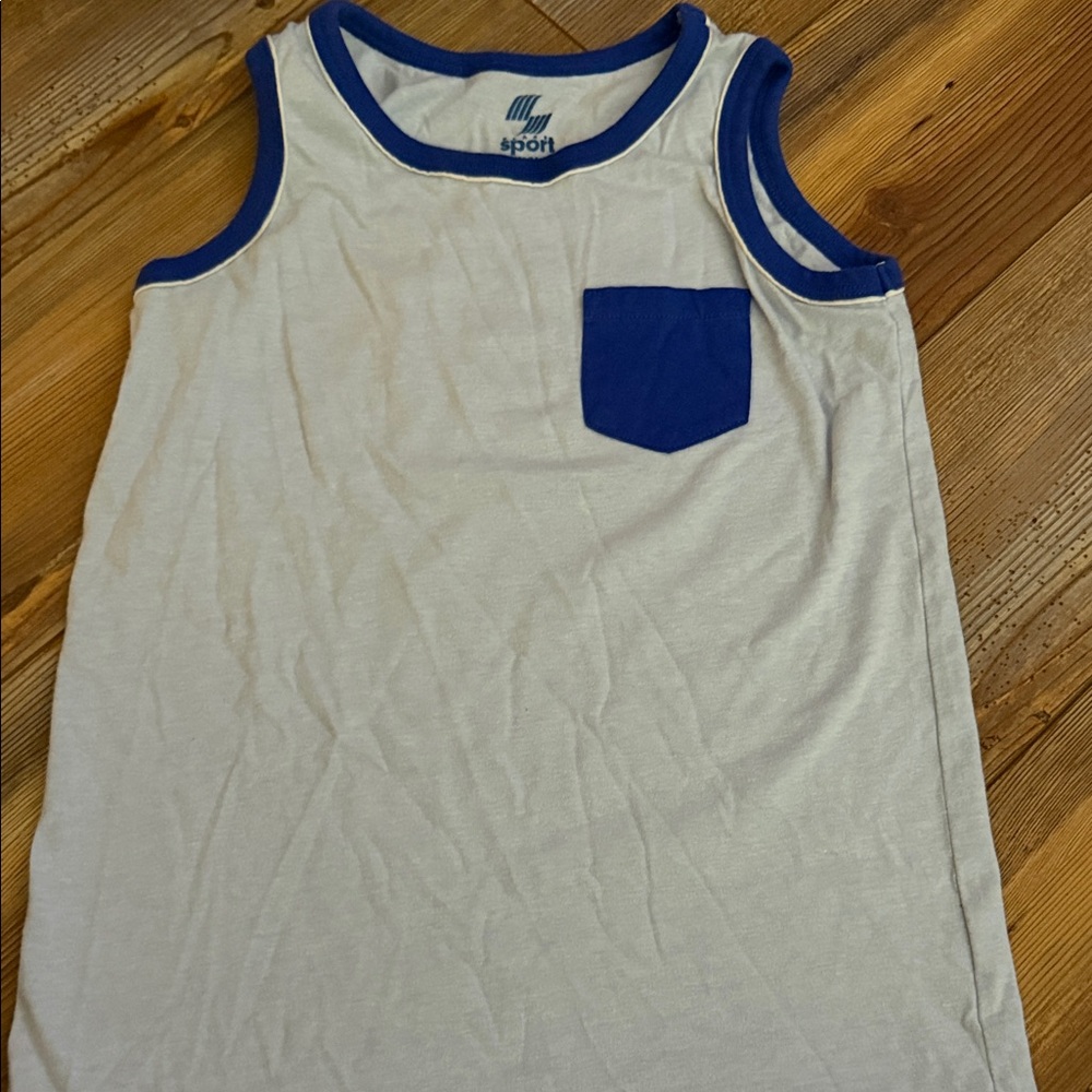Sporto Kids Tank Top with Blue Trim